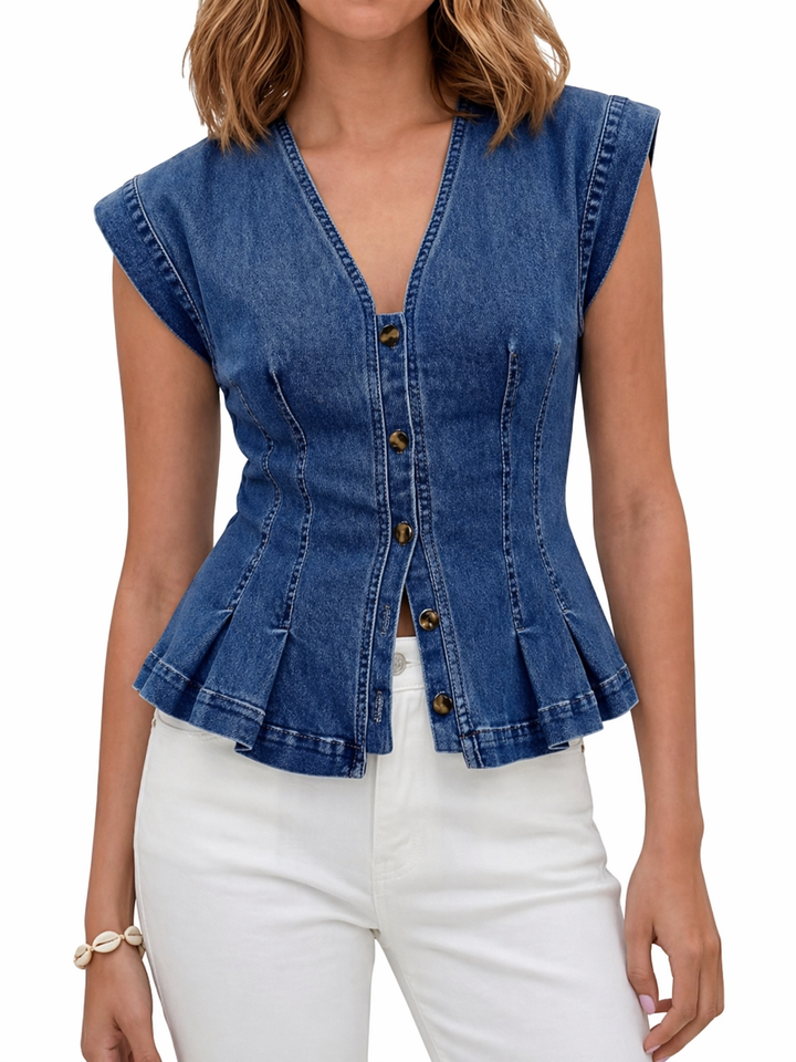 Francine - Top en Jean à Col V