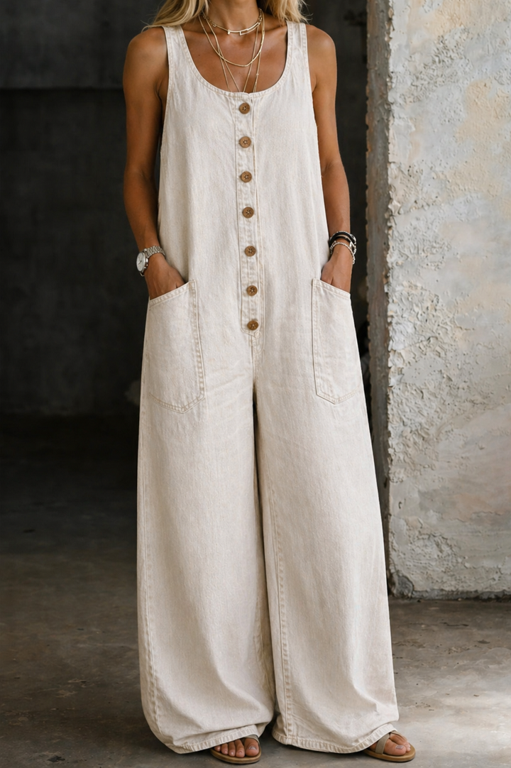 Taylor - Salopette en denim en coton vintage lavé