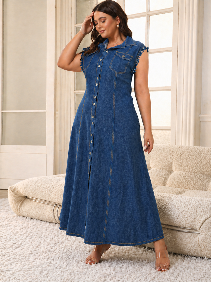 Marrie - Robe en Denim Grande Taille