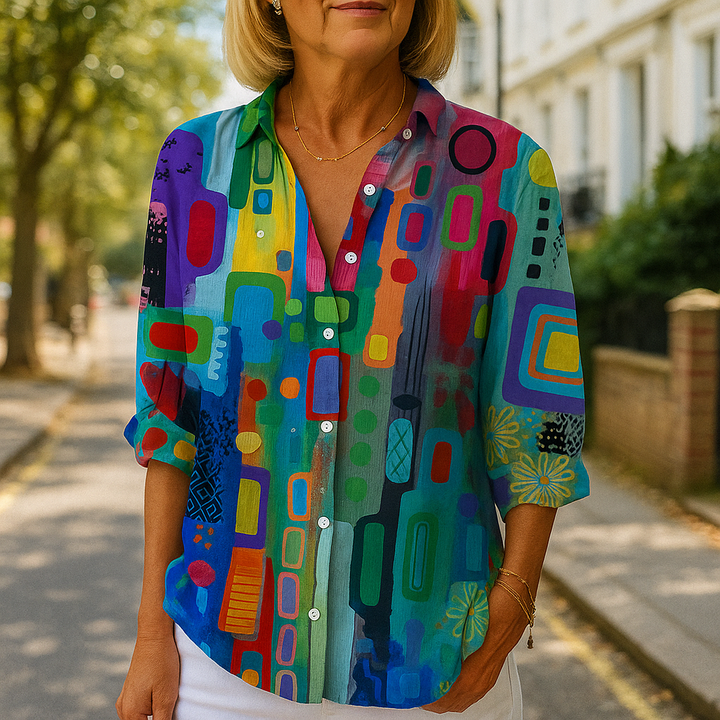 Jella – Blouse Évasée de Tous les Jours avec Encolure Féminine