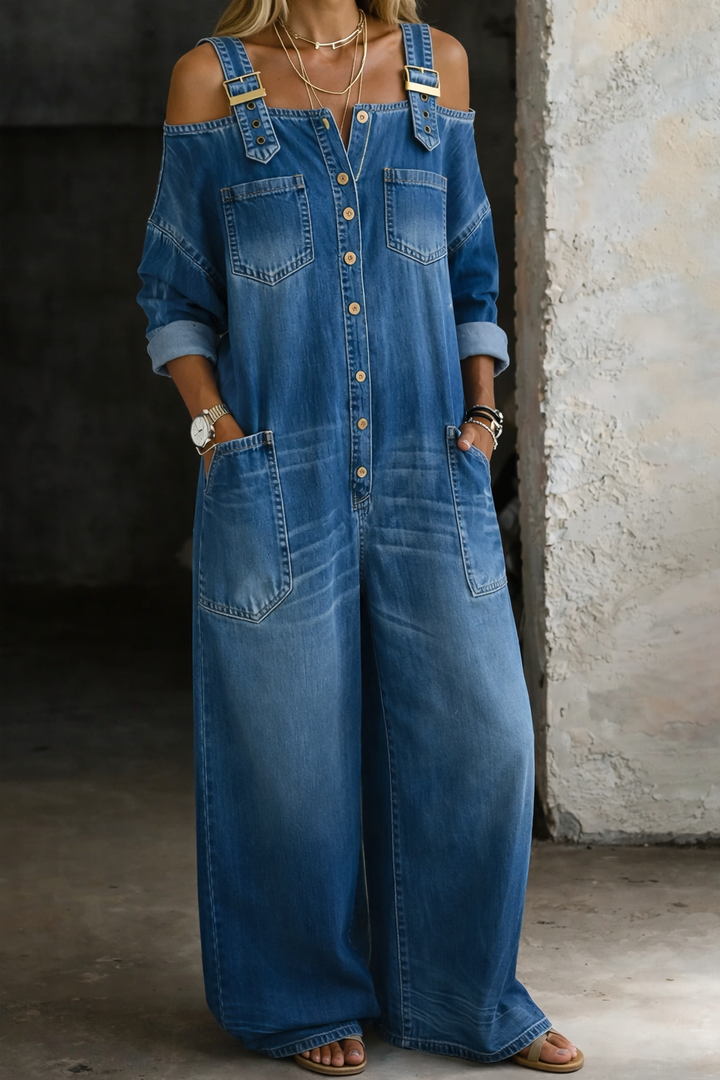 Victoria - Combinaison en Jean Off Shoulder