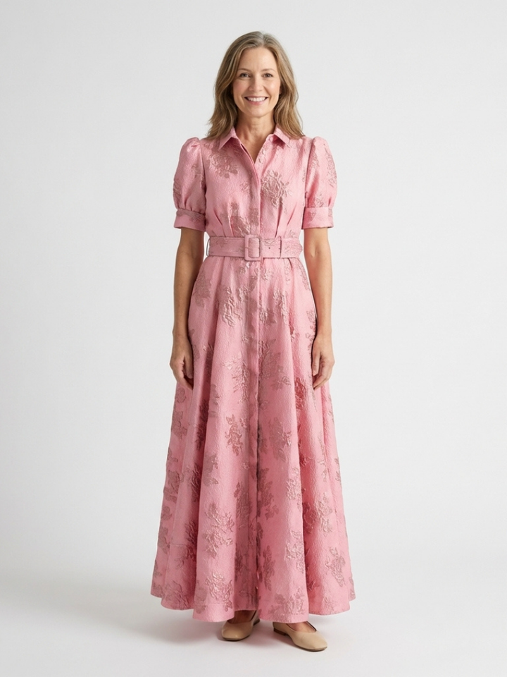 Phoebe - Robe chemise maxi à manches courtes