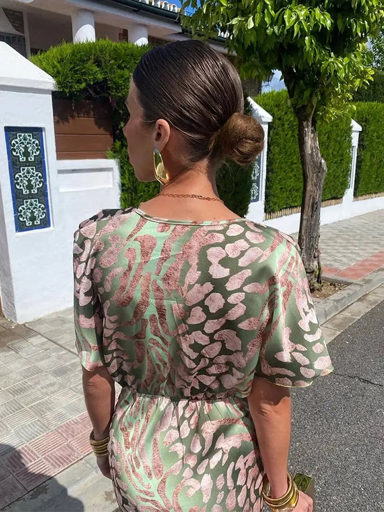 Ingrid - Robe Midi en Cuivre avec Nœud Torsadé