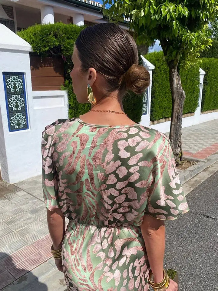 Ingrid - Robe Midi en Cuivre avec Nœud Torsadé