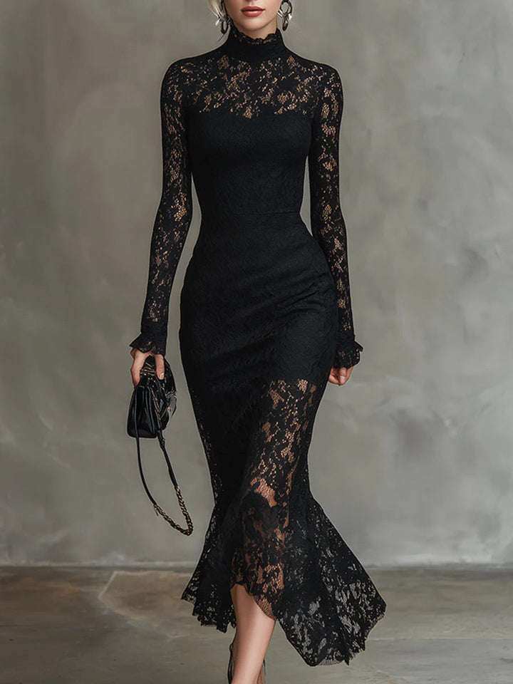 Verrah – Robe Maxi Élégante en Dentelle Noire