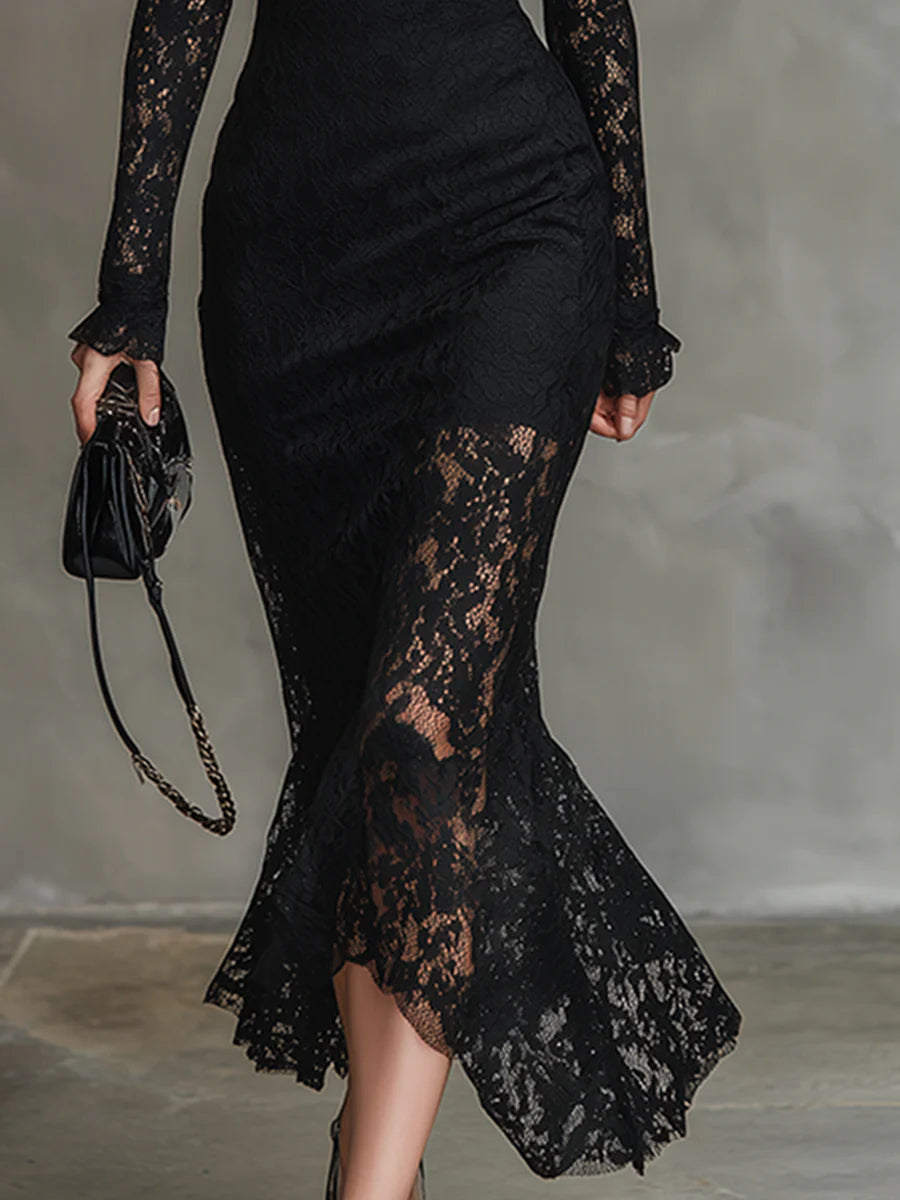 Julia - Robe Maxi en Dentelle Noire