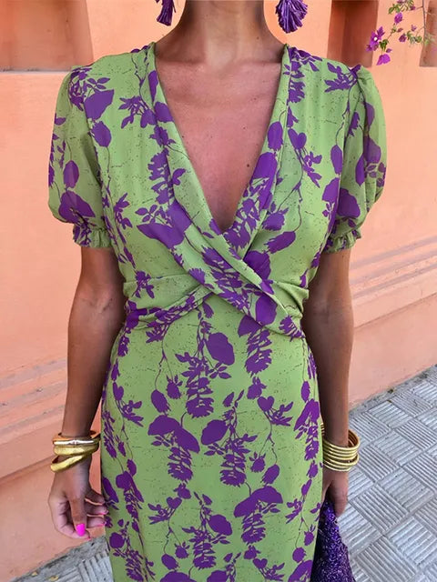 Lucinda - Robe Maxi Plissée Florale Boho d'Été