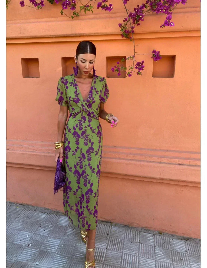 Lucinda - Robe Maxi Plissée Florale Boho d'Été