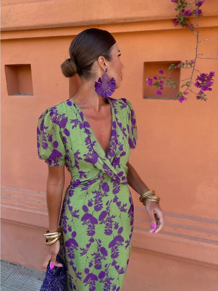 Lucinda - Robe Maxi Plissée Florale Boho d'Été