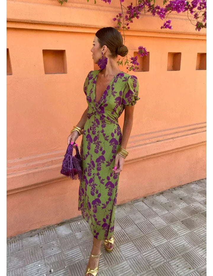 Lucinda - Robe Maxi Plissée Florale Boho d'Été