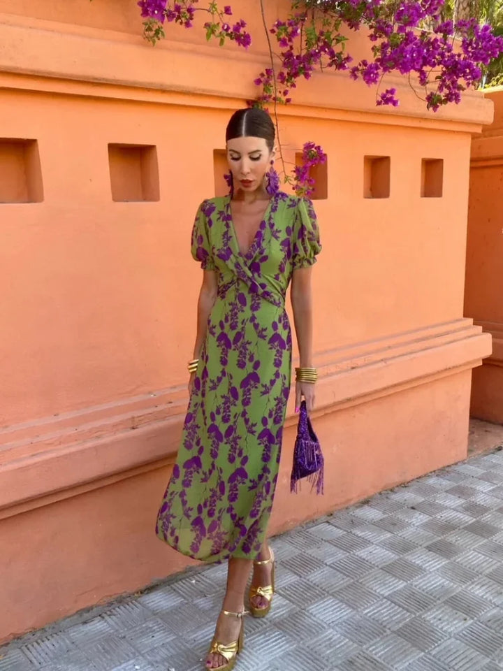 Lucinda - Robe Maxi Plissée Florale Boho d'Été