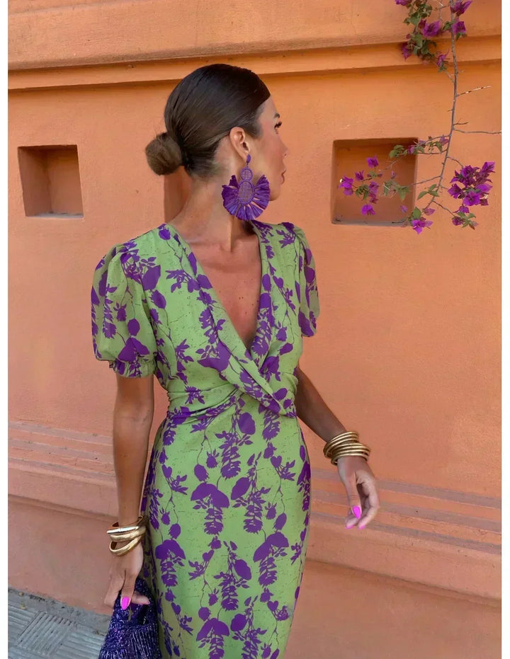 Lucinda - Robe Maxi Plissée Florale Boho d'Été