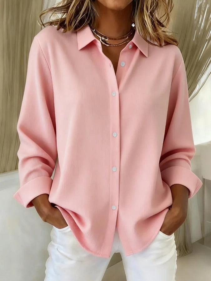 Aurelie | Blouse Élégante Rose à Boutons