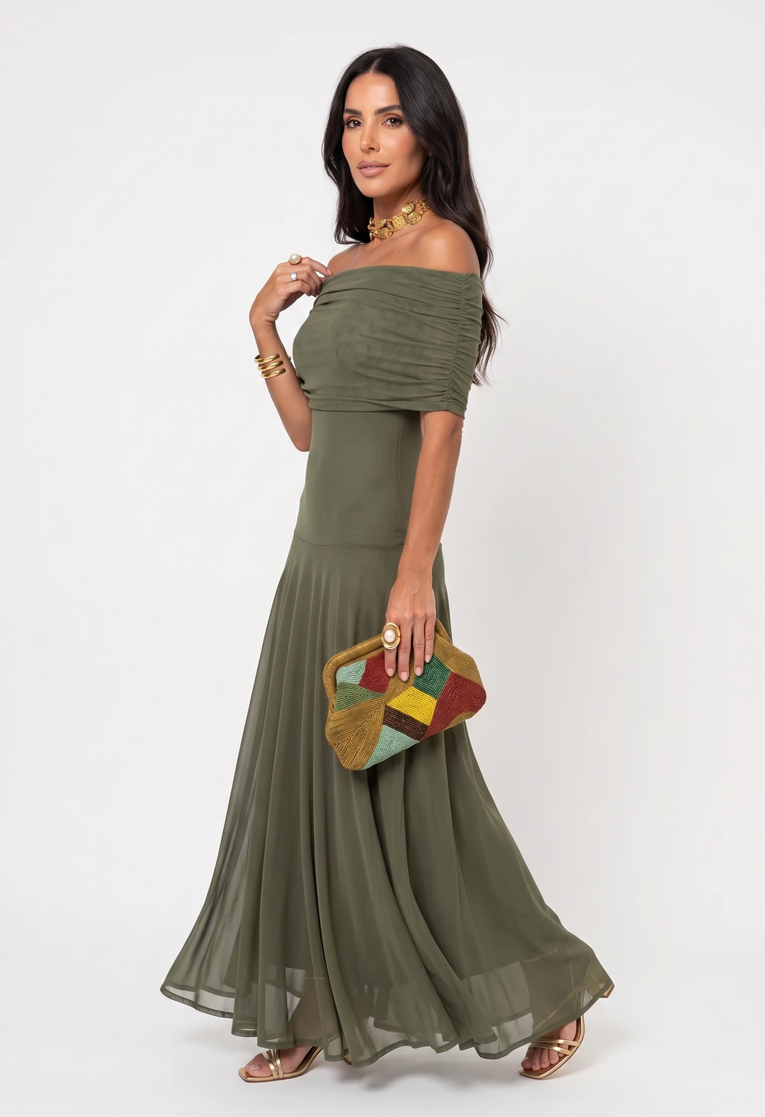 Mia - Robe Maxi Élégante à Épaules Dégagées