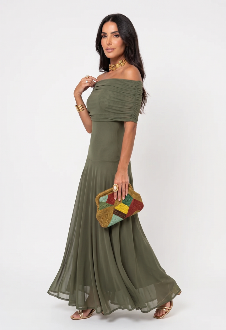 Mia - Robe Maxi Élégante à Épaules Dégagées