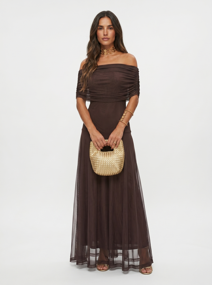 Mia - Robe Maxi Élégante à Épaules Dégagées