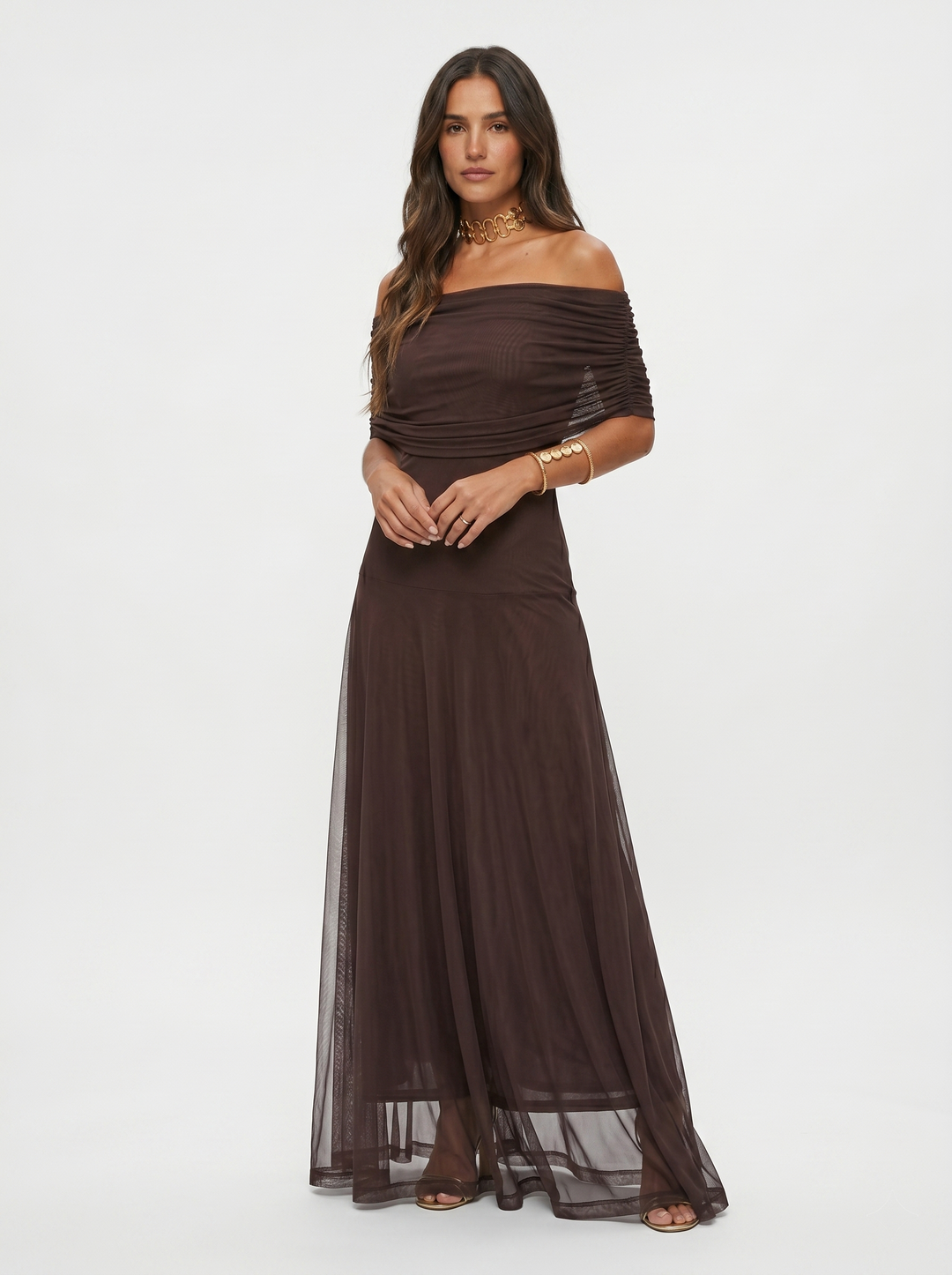 Mia - Robe Maxi Élégante à Épaules Dégagées