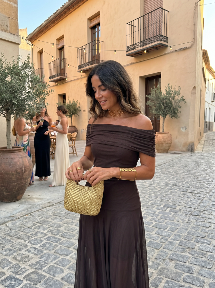Mia - Robe Maxi Élégante à Épaules Dégagées