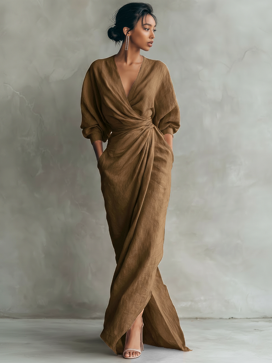 Robe Maxi Minimaliste avec Décolleté en V pour Femmes