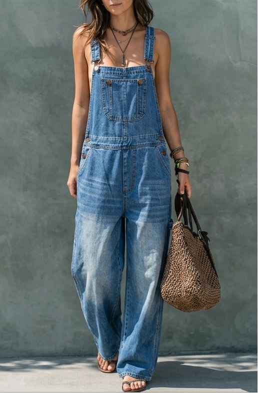 Lily - Combinaison en Denim à Taille Élastique