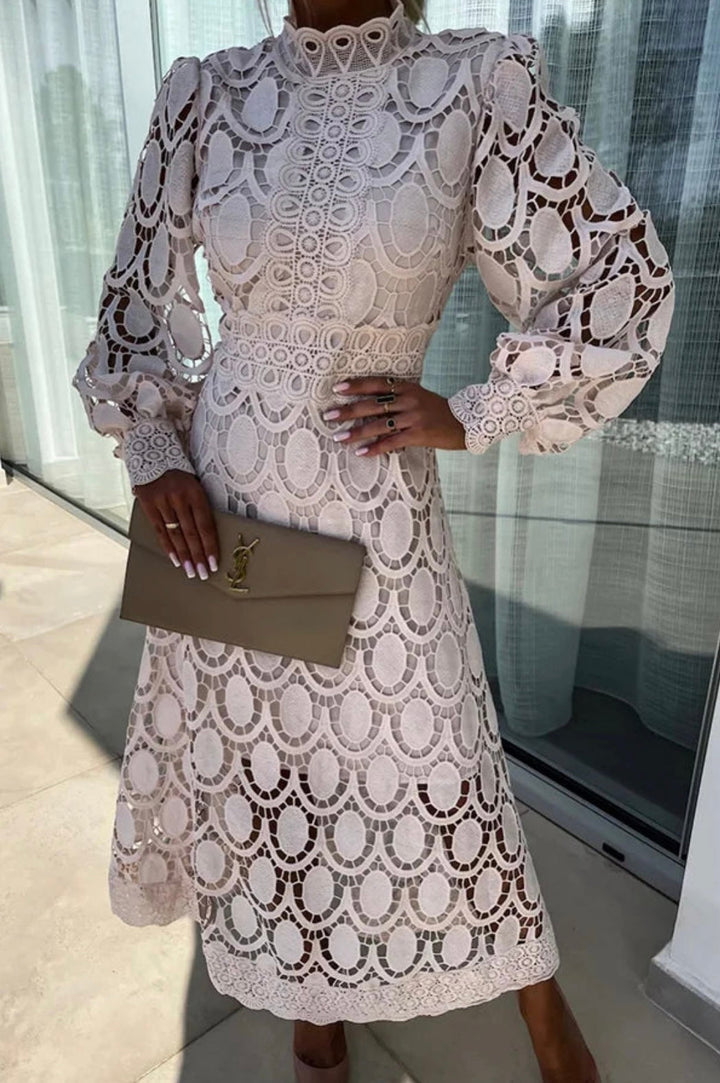 Lea - Robe Midi en Dentelle Élégante