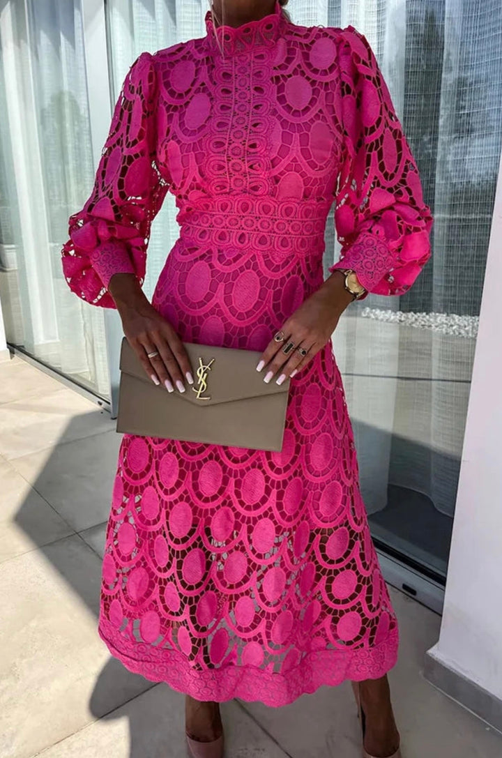 Lea - Robe Midi en Dentelle Élégante