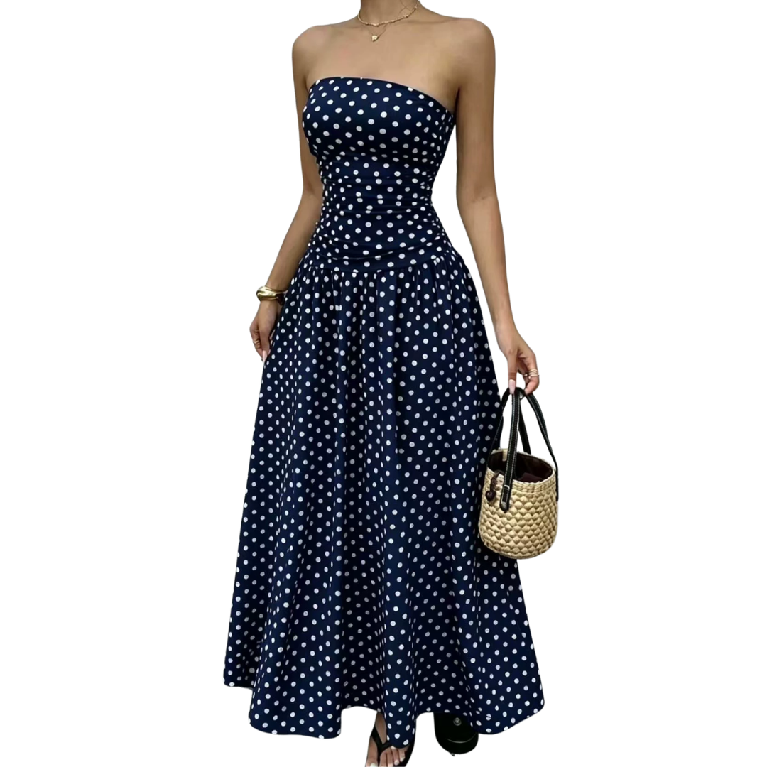 Charlote - Robe Maxi Sans Manches à Pois