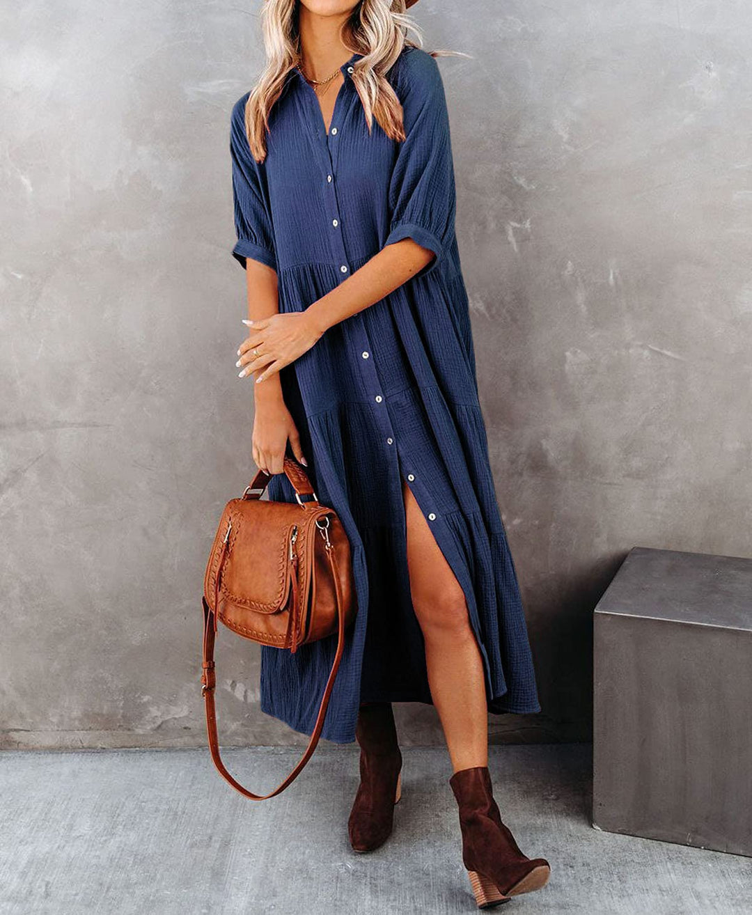 Lena - Robe chemise luxueuse à volants