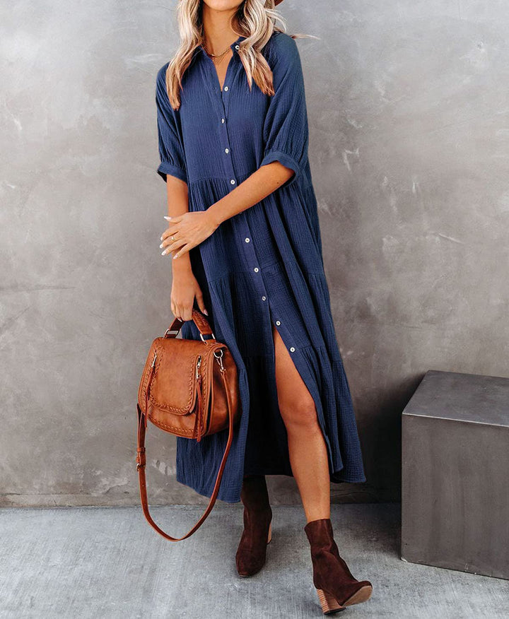 Lena - Robe chemise luxueuse à volants