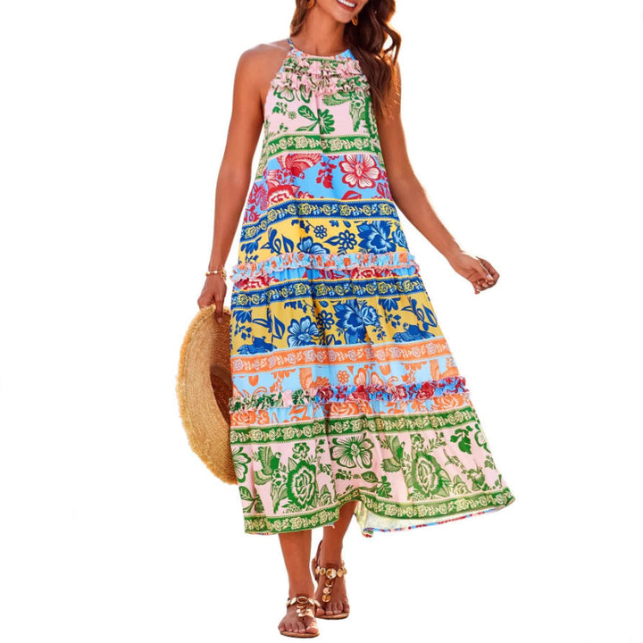 Yolly – Robe Maxi Évasée Boho à Col Halter
