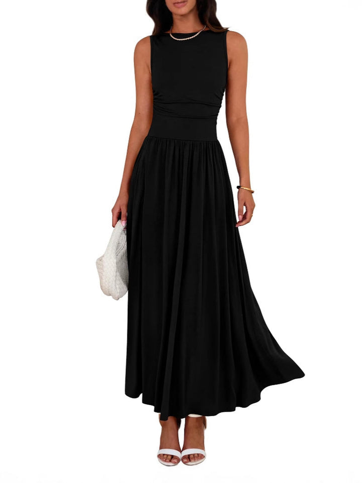 Bianca – Robe Maxi Sans Manches Froncée