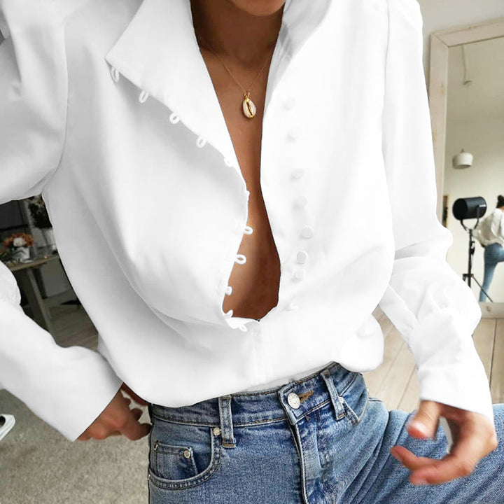Charm – Blouse élégante à boutons sur le devant et manches longues