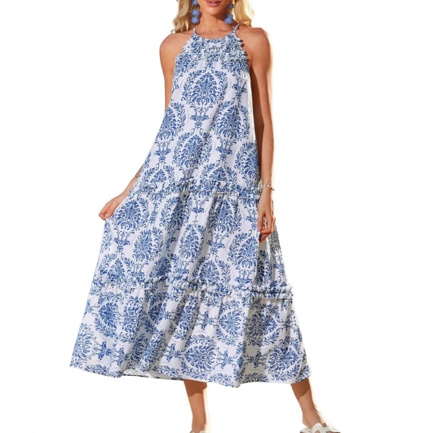 Yolly – Robe Maxi Évasée Boho à Col Halter