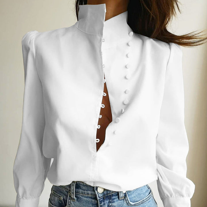 Charm – Blouse élégante à boutons sur le devant et manches longues