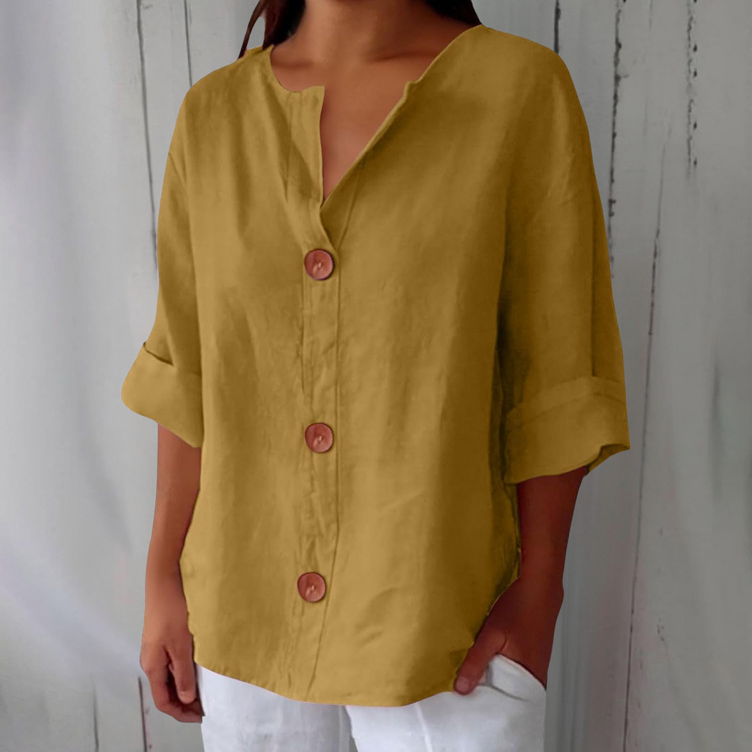 Nara – Blouse en Lin Décontractée pour une Élégance Intemporelle
