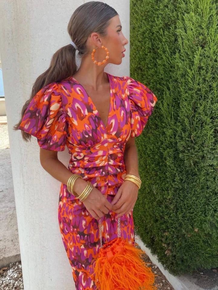 Ellie - Robe Midi Plissée Vivid