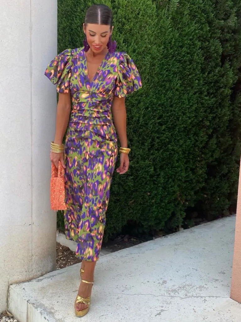 Ellie - Robe Midi Plissée Vivid