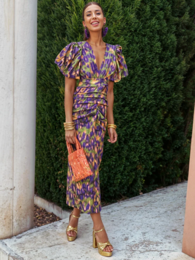 Ellie - Robe Midi Plissée Vivid