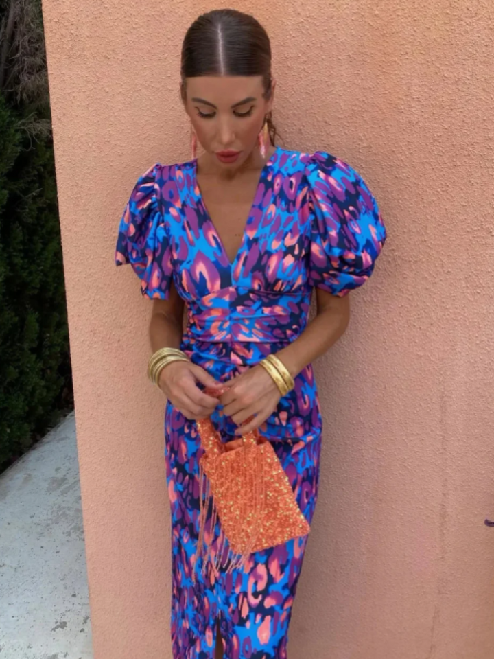 Ellie - Robe Midi Plissée Vivid