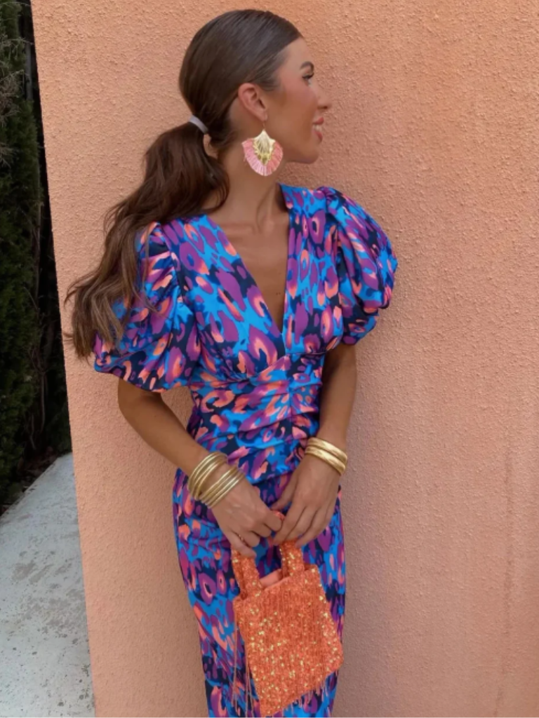 Ellie - Robe Midi Plissée Vivid