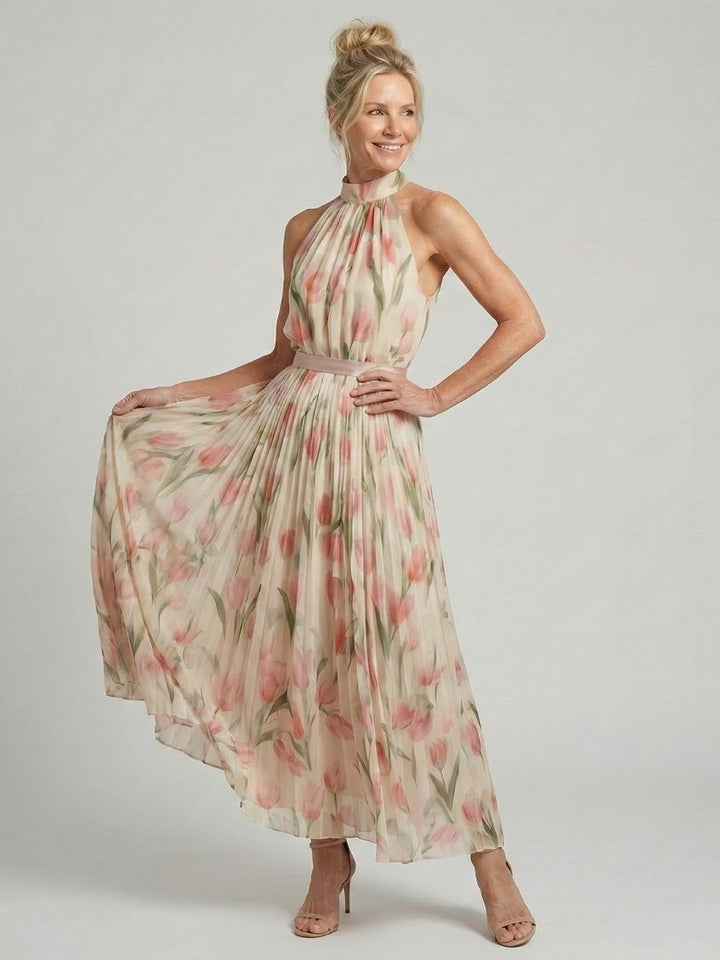 Reiley - Robe Midi Fleurie à Col Halter