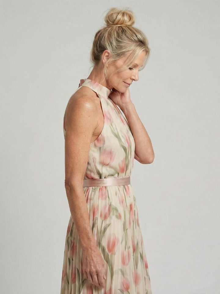 Reiley - Robe Midi Fleurie à Col Halter