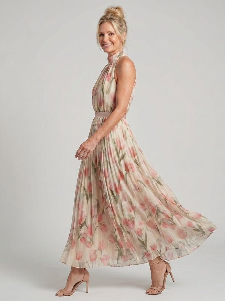 Reiley - Robe Midi Fleurie à Col Halter