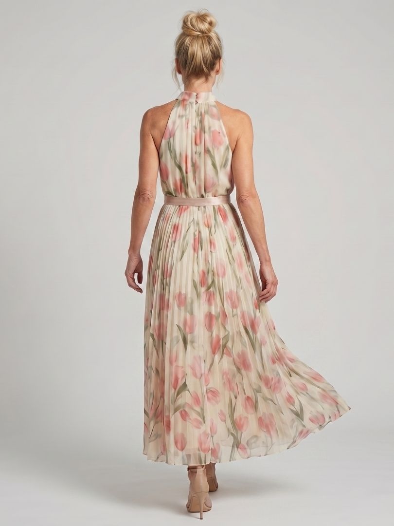 Reiley - Robe Midi Fleurie à Col Halter
