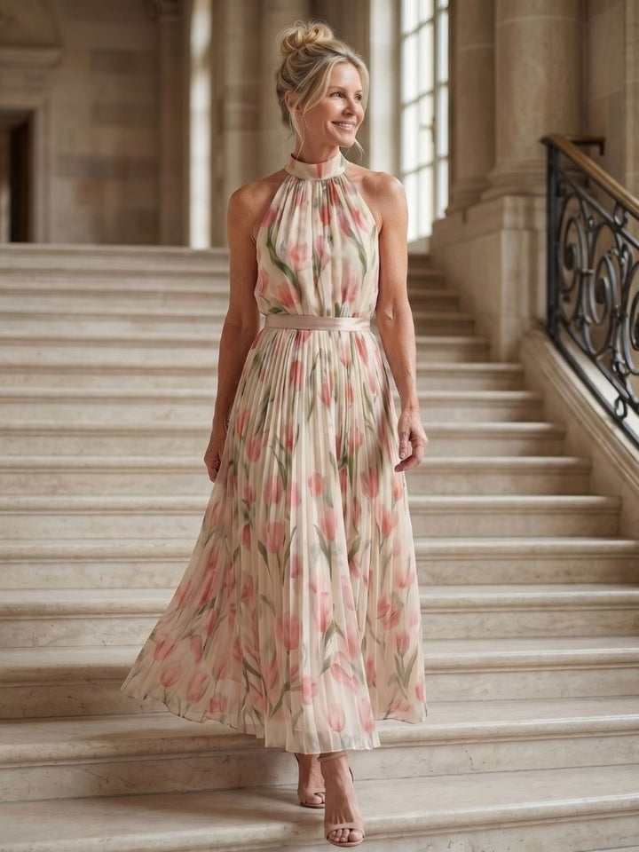 Reiley - Robe Midi Fleurie à Col Halter