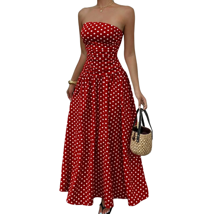 Charlote - Robe Maxi Sans Manches à Pois