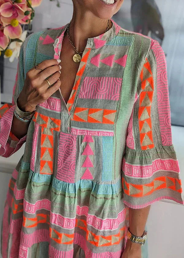 Ava | Robe d'été fluide à volants élégante à décolleté en V