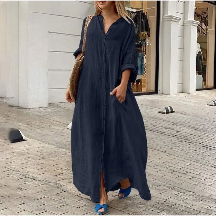 Lena - Robe chemise en lin oversize
