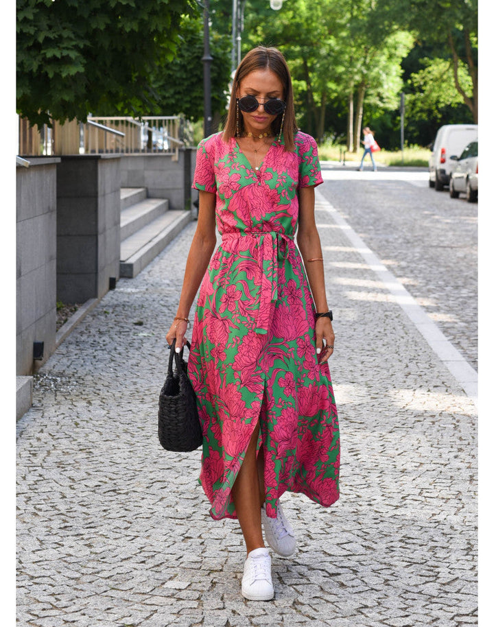 Talia™ | Robe florale élégante à col en V
