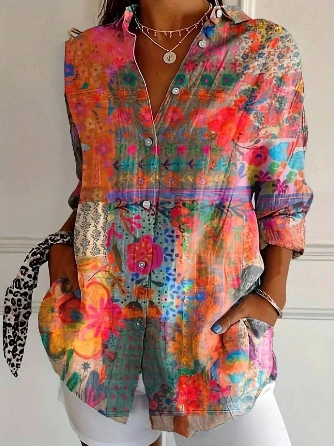Asiah – Blouse à Motifs Colorés avec Confort Toute la Journée